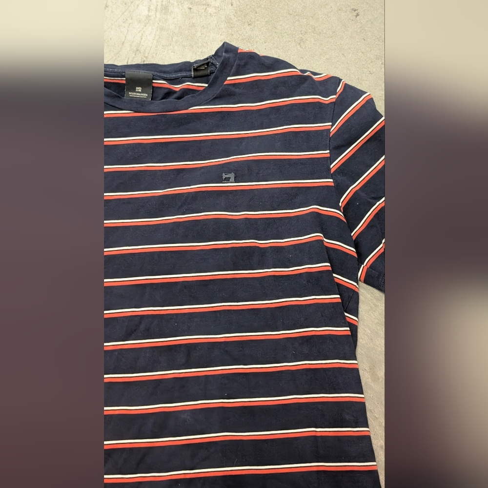 Scotch And Soda Navy Striped Shirt, Medium - Picture 1 of 8